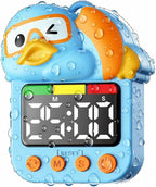 Shower Timer Waterproof Visual Timer for Kids, 99-Min Digital Potty Training Timer for Toddler, Duck-Shaped Bathroom & Kitchen Time Management Tool, Rechargeable, Blue
