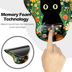 Ergonomic Mouse Pad with Wrist Support,Mouse Pad with Wrist Rest and Coaster Set,Office Supplies Non-Slip Mouse Pads for Desk, Non-Slip Comfortable,Cute Black Cat