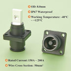 1 Set Battery Energy Storage Connector 150A 35mm² High Current HV Connectors Quick Plug Terminal Right Angle Plug and Socket IP67 Waterproof Power Adapter (Black, 150A)