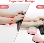 Gimars Upgrade Cleanable PU Leather Keyboard Wrist Pillow Rest Pad, Enlarge Mouse Wrist Cushion Support for Office, Computer, Laptop, Mac, Durable, Comfortable, Pain Relief, Pink