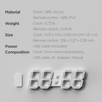 mooas 3D LED Clock, Multi-Function LED Clock (Calendar, Alarm, Temperature) (15.3" Big Plus White Wall Clock with Remote Control)