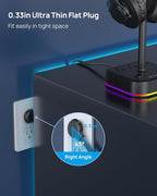 TROND Headphone Stand with USB C, Desk Gaming Headset Holder with 3 AC Outlets, 2 USB-A and 1 USB-C, Headset Stand with 5 RGB Light Modes, for Gaming Desk Accessories Gamer Boyfriend Gifts