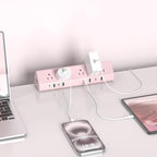 Jgstkcity Desk Clamp Power Strip,65W Fast Charging Station,4 USB-C,4 USB-A,1200J Surge Protector,ETL Listed,1875W Extension Cord,Multiple Outlets for Home, Office (Pink, 6 FT Cable)