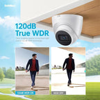 OHBET DahuaSecurity 4K 8MP PoE IP Dome Camera – Outdoor AI Security Turret Camera with Human & Vehicle Detection, 98ft IR Night Vision, IP67, Built-in Mic, Smart Surveillance for Home