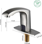 HALO Automatic Commercial Sensor Grifo Touchless Bathroom Faucet with Hole Cover Deck Plate Motion Activated Hands Free Vessel Sink Robinet Brushed Nickel