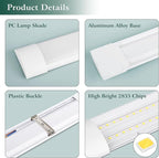 colmeguna 4 Packs 4FT LED Batten Light, Ultra-Thin Slim Ceiling Surface Mounted Light, 40W, 4000K, IP20, LED Ceiling Lamp for Garage, Shop, Hallway, Office, Market