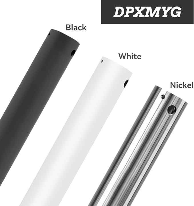 DPXMYG 48 inch Ceiling Fan Downrod with Extension Cord, 4 FT Brushed Nickel Downrod for Ceiling Fan, 1 inch Outside Diameter, Ceiling Fan Boom Suitable for a Wide Range of Fans (Nickel, Not Threaded)
