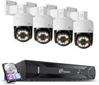 Loocam 4K PoE NVR Security Camera System, 4pcs Pan & Tilt Wired PoE IP Cameras Set for Indoor Outdoor, AI Person/Pet/Vehicle Detection, Color Night Vision, 4K 8CH NVR 2TB HDD Included, Plug & Play