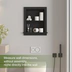 Recessed Medicine Cabinet,14x18 in Wall Bathroom Cabinet with Storage,Bathroom Niche for Shower Wall for Bedroom/Hallway,Black Shower Niche,Wall Niches Insert for Drywall,MDF