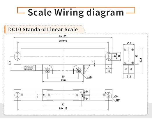 3 axis DRO Digital readout Linear Scale Set for milling Machine (270mm x 520mm x 1020mm (10"x20"x40"))