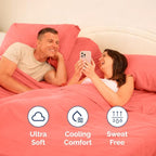 Split Head King Sheet Set – 4 Piece Flex Split Top King Sheets for Adjustable Beds - Fits 14” to 16" Mattress w/ Deep Pockets - Ultra-Soft, Breathable & Cooling - Luxury Bedding & Wrinkle Free - Coral
