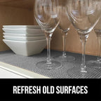 GORILLA GRIP powerGRIP Drawer Shelf and Cabinet Liner, Thick Strong Hold, Non-Adhesive Liners Protect Kitchen Cabinets and Cupboard, Bathroom Drawers, Easy Install, Breathable Mat, 12" x10', Gray