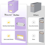 BALEINE File Organizer Box, Cardboard File Folder Organizer with Handle for Letter Size, Portable Collapsible Hanging Filing Box for Home Office Document Storage (2 Pack, Lavender)
