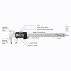 SCITOOLS Digital Caliper 0-8" Measuring Tool with Metal Ruler, Micrometer Caliper with Auto-Off Feature, Interchangeable Between inches and millimeters for DIY/Household and 3D Printing, Black