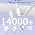 iPhone 17/16 Fast Charger Block,2 Pack 60W USB Charging Block 5-Port Charge Adapter for Apple iPhone Charger with 6FT USB C Woven Fast Charging Cable for iPhone17/16e/16Pro/15ProMax, iPad Pro/Air/Mini