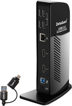 ZettaGuard USB 3.0 and USB-C Universal Laptop Docking Station for Windows and Mac (Dual 4K Video HDMI, Gigabit Ethernet, 6 USB 3.0 Ports, 3.5 mm Audio)