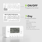 STANLEY 2 Grounded Outlet Digital Weekly Timer Security Mode 8 On/Off Program Repeat Weekly Manual ON Override Switch Easy Set Digital Bar Timer