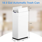 TLSUNNY 18.5 Gallon Automatic Trash Can, Stainless Steel Motion Sensor Garbage bin, Smart Trash Can W/Butterfly Lid, Bag Retainer Ring and Display Light for Living Room,Kitchen,Office (White, 70L)