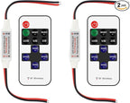 RGBZONE 2 Pack RF Wireless Remote Controller, DC5V-DC24V Single Color 5050 3528 5630 LED Strip Lights, Dimmer Controller Brightness & Effect Mode, RF Wireless Remote Control