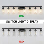 DIKAIDA 8 Light Bathroom Vanity Lights Over Mirror, 52inch Black Vanity Lights Fixtures Matte Black Modern Vanity Lights Black Bathroom Wall Lighting for Mirror Bedroom,Living Room