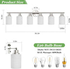 Guliaofo 6-Light Brushed Nickel Vanity Lights for Mirror, Bathroom Light Fixtures with Textured Milky White Glass Shade, Modern Kitchen Light Fixtures Wall Sconce Light - E26 Base