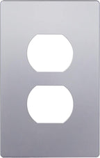 ENERLITES Elite Series Duplex Outlet Receptacle Cover, Screwless Wall Plate, Standard Size, 1-Gang 4.68" x 2.93", Unbreakable Polycarbonate Thermoplastic, UL Listed, SI8821-SV, Silver