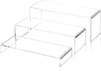 LFTYTUO 1 Set Large Acrylic Clear Display Risers, 3 Sizes 12" Rectangular Showcase Collectibles Display Shelf, 5 mm Thick Desktop Display Stand Holder for Figures, Jewelry, Perfume, Toys