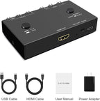 ZUZONG 2 RCA to HDMI, 1080P 2 Way RCA Composite CVBS AV Switch to HDMI Video Audio Converter Adapter Supporting 4:3/16:9, for PC Laptop Xbox PS2 PS3 N64 NGC SNES WII VHS VCR Camera DVD