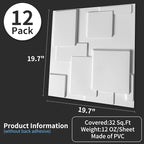 Art3d Decorative 3D Wall Panel, 32 Sq.FT PVC Interior Wall Decor for Living Room, Bedroom, Lobby, Office, Shopping Mall, White