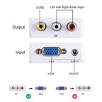 XMSJSIY VGA to AV RCA Composite Converter Adapter Box with USB Power Cable HD 1080P Audio Video Converter PC to TV Set Top Box