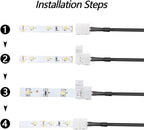 LightingWill 10pcs/Pack DC Female Plug Solderless Snap Down 2Pin Conductor LED Connector for Quick Splitter Connection of 8mm Wide 3528 2835 Single Color Flex LED Strips