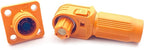1 Set Battery Energy Storage Connector, Quick Plug Terminal High Current Connectors Copper Plate Wiring Adapter Right Angle Plug and Socket IP67 Waterproof Power Connector 100A 16mm² (100A, Orange)