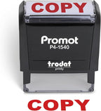 Promot Copy Self Inking Rubber Stamp - Refillable Stampers for Office - Business, Accounting, Bookkeeping, Coding, Legal, Notary, Work, Ordering, Inventory Stamps - Red Ink