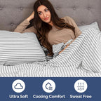 Full XL Bed Sheet Set - 4 Piece Extra Long Extended Full XL Sheets - Soft, Breathable & Cooling - Fits 8" to 16" Mattress with Deep Pockets - 54" x 80" - Wrinkle and Fade Resistant - Grey Stripes 2