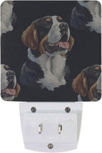 Pigsaly Led Night Light Watercolor Cute St Bernard Dogs Head Night Light Plug in Wall Lamp Smart Dusk to Dawn Sensor Nightlight Led Lamp Energy Saving Lights Gift for Kids Room Bedroom Bathroom Hallw