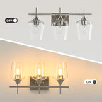 VONLUCE Bathroom Vanity Light, 3 Light Bathroom Light Fixture Over Mirror, Bathroom Wall Lamp with Clear Glass, Modern Brushed Nickel Vanity Lighting fixtures for Bathroom, Bedroom, Hallway