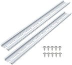 2 Piece VAMRONE Aluminum DIN Rails, 12 Inch Long, 35mm Wide, 7.5mm High, Top Hat Slotted DIN Rail with RoHS, Extra Premium Screws Included for Hardware Components Mounting
