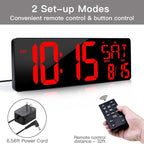 XREXS Large Digital Wall Clock with Remote Control, 16.5 Inch LED Large Display Count Up & Down Timer, Adjustable Brightness Alarm Clock with Day/Date/Temperature for Home, Gym, Office and Classroom