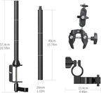 JUSMO LS15 Pro Camera Desk Mount, Aluminum Overhead Camera Mount Rig, Table Multi-Device Pole to Mount Magic Arm Clamp, DSLR, Cameras, Phone, Light, Microphone, Streaming, Studio, Max Load 22 lb