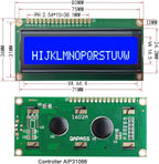 DIYmalls 16x2 1602 LCD Display Screen Module DC 5V White Character Blue Backlight 1602A 16 Pin Parallel Interface AIP31066 Controller for Arduino ESP32 Development Board (Pack of 4), no IIC
