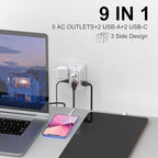 3-Sided Outlet Extender with Night Light - QINLIANF Multi Plug Outlet with 5 Outlets and 4 USB Ports(2 USB-C), USB Wall Charger for Home, Office, Travel, ETL Listed, White