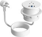 2.5 inch Power Grommet,20W USB-C Charging,1 Outlet with 2 USB C,1 USB Port,Furniture Flush Mount for Desktop,Recessed Power Strip,Workspace Essential Desk Outlet (White, 10 FT)