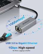 USB a to ethernet Adapter,USB gigabit 1000Mbps Plug and Play with USB 3.0, Driver Free, RJ45 LAN Network Dongle Compatible with Nintendo Switch, Laptop, PC, MacBook, Windows, macOS, Linux
