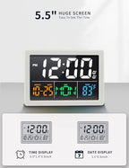 Digital Alarm Clock, with 5.5" Large LED Time Display, Adjustable Alarm Volume, 6 Level Brightness, Alarm Settings, USB Charger, Temperature Detect, Snooze, Clocks for Bedroom, Bedside, Desk, White