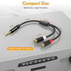 HOSONGIN RCA Female to 3.5mm Male Audio Cable (12 inch) 2 Pack, Gold-Plated Aux to 2RCA Female Adapter – Hi-Fi Stereo Y Splitter for iPhone, TV, Amp, Car, DJ Gear – Nylon Braided, Oxygen-Free Copper