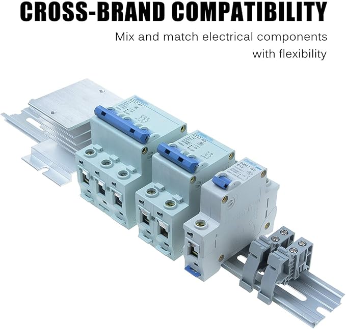 VAMRONE 10 Piece Aluminum DIN Rails, 12 Inches Long, 35mm Wide, 7.5mm High, Top Hat Slotted DIN Rail with RoHS, Extra Premium Screws Included for Hardware Components Mounting