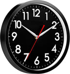 AKCISOT Wall ClockModern Black Silent Non Ticking Wall Clocks Battery Operated 10 Inch,Small Analog Classic Clock Decorative for Bedroom, Kitchen, Home Office, Bathroom, School, Living Room