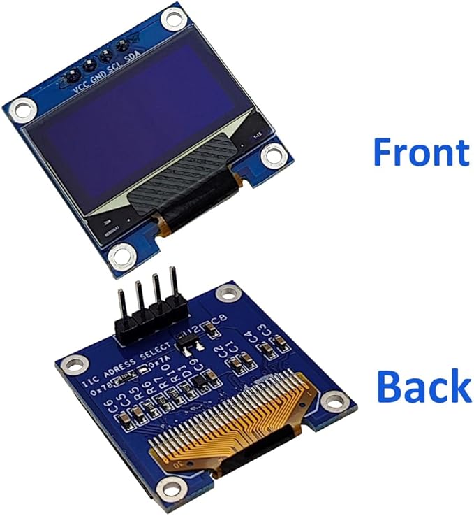 Haldzemo 0.96" OLED Display Module I2C IIC Serial 128X64 SSD1306 LCD Screen VCC GND SCL SDA (2 Pack, White)