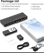 2-in-1 HDMI & AV Switcher – Play PS5 & Retro Games on 1 TV, 3 HDMI 2.0 (4K HDR) + 2 RCA Inputs – Supports Xbox Series X/Switch/Wii/PS2/N64 – HDCP 2.2, 3D, 4:3/16:9 Toggle