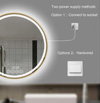 24 Inch Wall-Mounted Round Bathroom Mirror with LED-Lights - Frame Vanity Mirrors (24" x 24", Gold)